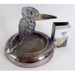 A silver plated Western Australia novelty cigar cutter in the form of a kookaburra, with integral