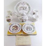 A group of Royal Doulton Brambly Hedge teaware comprising: four mugs, teapot, two boxed plates and a