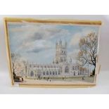 Ray Brown - watercolour Gloucester Cathedral - unframed 41 x 61cm
