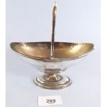 A silver sugar bowl on pedestal foot, 121g, marks rubbed, maker possibly Thomas Bradbury