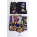 A group of five silver and enamel ROAB medals and two others