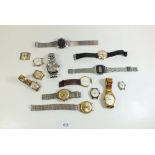 A box of various gentlemens and ladies watches including Sekonda, Bulova, Seiko etc