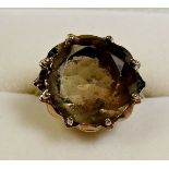 A 9 carat gold ring set large citrine, size M