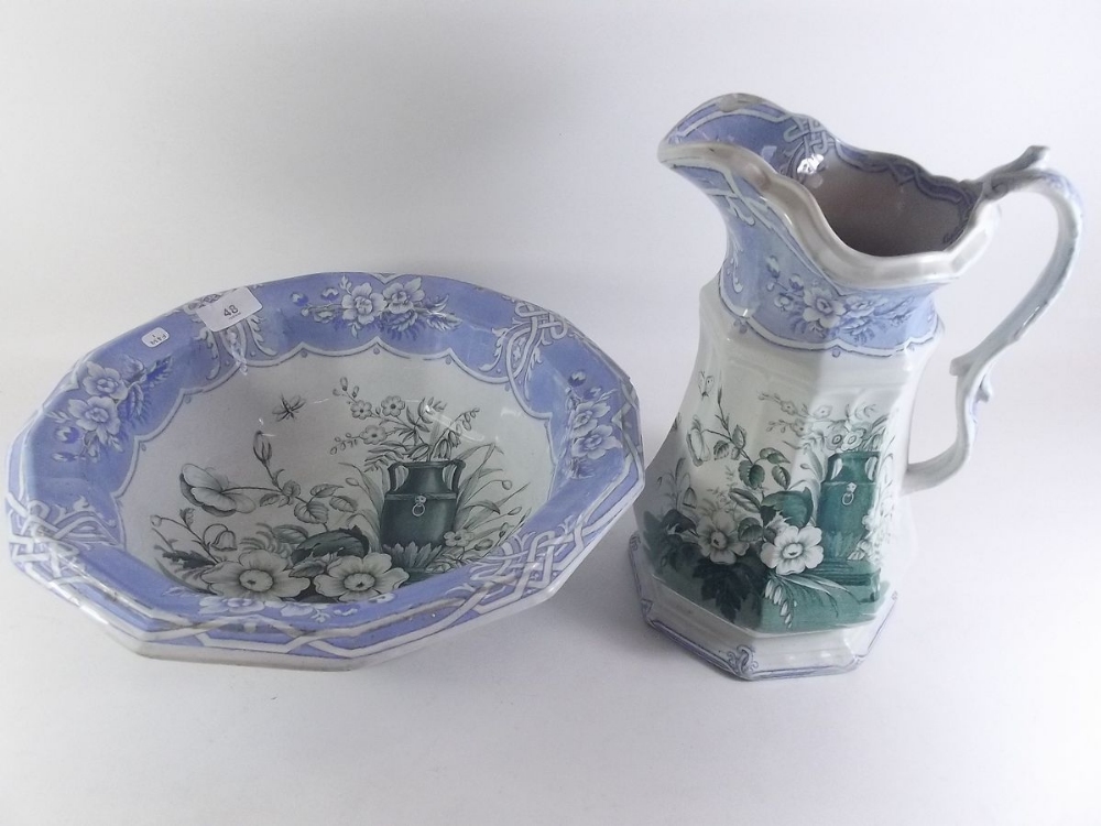 A Victorian ironstone toiletry jug and bowl 'Indian' pattern by Livesley Powell & Co - Image 3 of 3