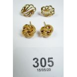 Two pairs of 9 carat gold earrings 3.5g total