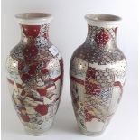 A pair of Japanese late Satsuma vase - 32cm, one a/f