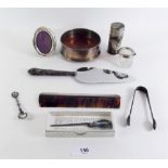 A box of various silver and silver plated items
