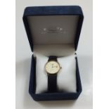 A 9 carat gold Rotary 'Elite' wrist watch with original leather strap - complete with box and