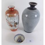 A Japanese Kutani vase, a Studio pottery vase by Simon Thorburn, and a raku pot