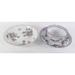 An 18th century New Hall saucer painted roses with rare New Hall mark, plus a later New Hall tea