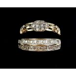 Two 9 carat gold rings set diamonds - sizes K & N