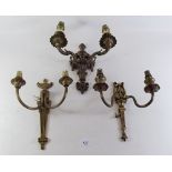 Three various gilt metal wall lights