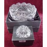 A Waterford cut glass apprentice bowl - boxed, and a Nocturne paperweight - boxed