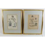 A pair of 19th century French fashion prints - 18 x 12cm