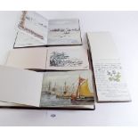 Four early to mid 20th century autograph albums containing amateur watercolours and sketches