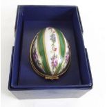 A Limoges Dubarry porcelain egg in its original box