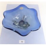 A Murano blue art glass bowl - 27.5cm.