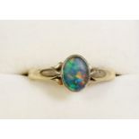 A 22 carat gold opal set ring - size Q 1/2 - 3.7g