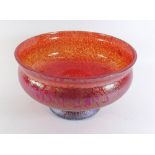 A Royal Brierley red Loetz style glass bowl - 20cm diameter