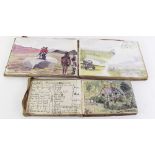 Two small Edwardian watercolour books containing a variety of subjects including some of military