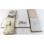 A mid 19th century sketch/scrap book containing various sketches, vignettes, etchings, poetry etc