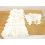 A Victorian cream muslin tiered frilled skirt and a muslin blouse