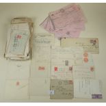 Collection of GB QV-QEII covers and cuts, insurance receipts, contract notes, deeds and other