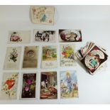 A group of 56 1930's onwards greeting postcards