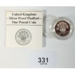 A Royal Mint Issue silver proof Piedfort coin - UK £1 1986 Northern Irish design - in case with