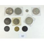 A miscellaneous quantity of coins/tokens including USA Peace dollar 1923 San Francisco mint,