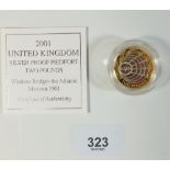 A Royal Mint Issue silver proof Piedfort coin - UK £2 2001 The Atlantic Marconi 1901 Wireless - in