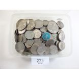 A quantity of pre-decimal and decimal coinage including sixpences, shillings, two shillings and