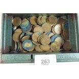 A quantity of approx 1.4 kilos of brass threepences - George VI & Elizabeth II. Plus a pair of