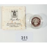 A Royal Mint Issue silver proof Piedfort coin - UK £1 1989 - in case with certificate (Scottish