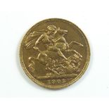 Gold sovereign: Edward VII 1902 London Mint. Condition: Fine