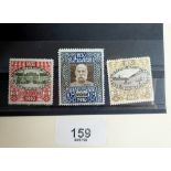 Three higher value Austrian stamps: 2, 5 and 10Kr from 1910 commem set of 80th birthday of Francis