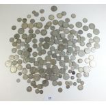 A quantity of silver coinage, pre 1920 and 1947 including threepences, sixpences, shillings, florins