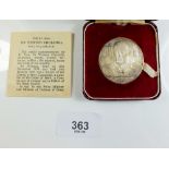 A Winston Churchill 1874 - 1965 Spink and Son silver medallion in original box