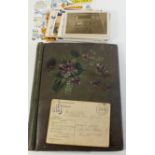 Postcards: Small quantity in album and folder - some military incl. 1941 Xmas greetings from