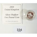 A Royal Mint Issue silver proof Piedfort coin - UK £1 2004 Forth Railway Bridge Scotland - in case