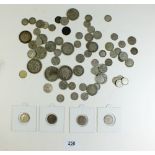 A quantity of pre 1947 silver content British coinage inc: Threepences through to halfcrowns, George