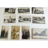 Postcards Military: small group incl RP's of individual soldiers WWI war damage scenes, some with