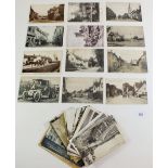 Postcards Herts. Topography incl: 1906 motoring Smash at Markyate; street scenes at Much Hadham,