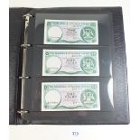 A banknote album containing 35 notes with examples from The Royal Bank of Scotland Ltd £1 -