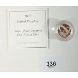 A Royal Mint Issue silver proof Piedfort coin - UK £1 2007 Gateshead Millenium Bridge - in case with