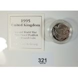 A Royal Mint Issue silver proof Piedfort coin - UK £2 1995 50th Anniversary of End of World War II -