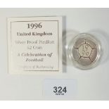 A Royal Mint Issue silver proof Piedfort coin - UK £2 1996 Celebration of Football - in case with