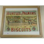 A Huntley and Palmers biscuit box cover, late 19thC with illustrated detail of the company factory -