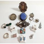 A Ruskin brooch and various silver jewellery etc