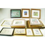 A group of eighteen Louis Wain cat prints - the largest 18 x 13cm
